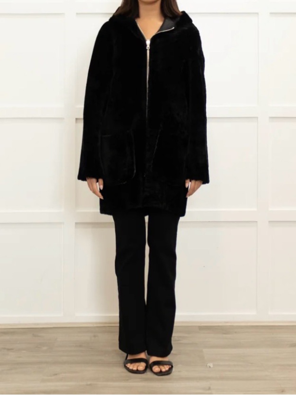 Sandro Black Reversible Lambskin Shearling - Brand New